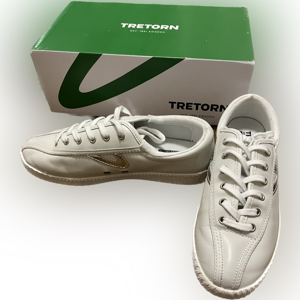 Tretron Leather White Silver Shoes